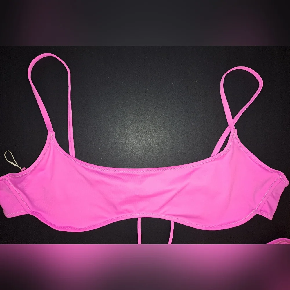 ⛱️NWT SKIMS 2 Piece Swim Micro scoop top thong Bikini Set Pink TAFFY 4X